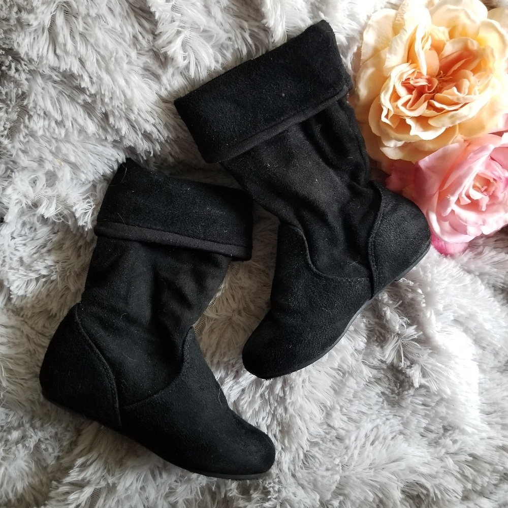 🎄 Soft Suede Black Boots Kids Toddler 9
